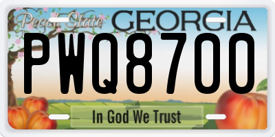 GA license plate PWQ8700