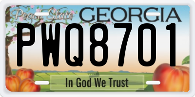 GA license plate PWQ8701