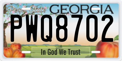 GA license plate PWQ8702