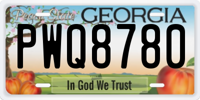 GA license plate PWQ8780