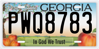 GA license plate PWQ8783