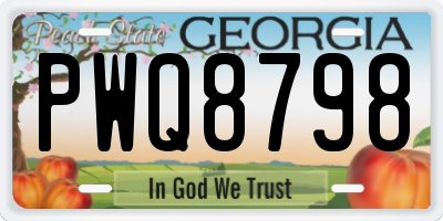 GA license plate PWQ8798