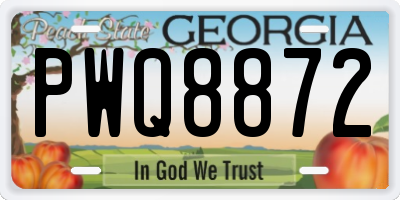 GA license plate PWQ8872