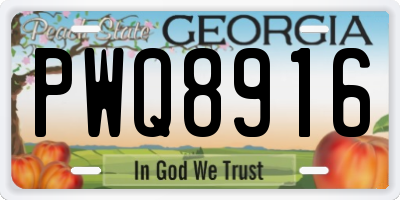 GA license plate PWQ8916