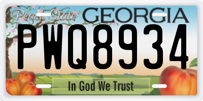 GA license plate PWQ8934