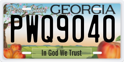 GA license plate PWQ9040