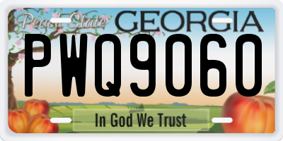 GA license plate PWQ9060
