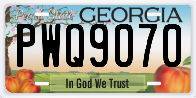GA license plate PWQ9070
