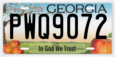 GA license plate PWQ9072