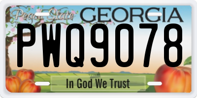 GA license plate PWQ9078