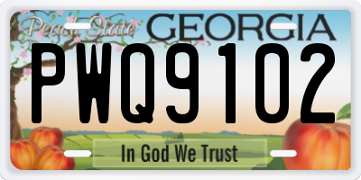 GA license plate PWQ9102