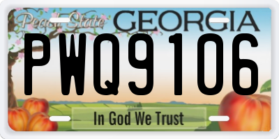 GA license plate PWQ9106