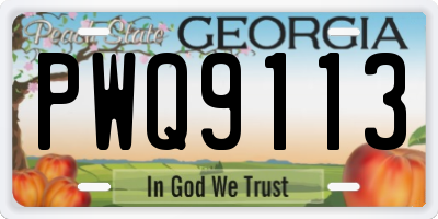 GA license plate PWQ9113