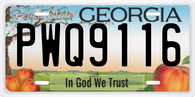 GA license plate PWQ9116