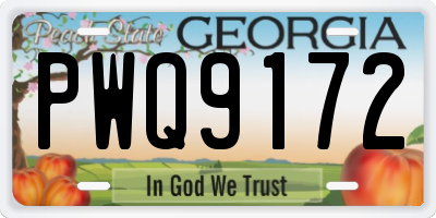 GA license plate PWQ9172