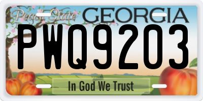 GA license plate PWQ9203
