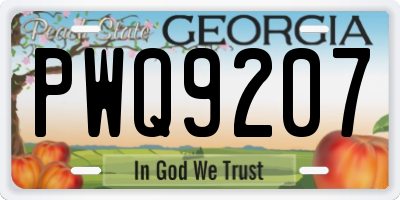 GA license plate PWQ9207