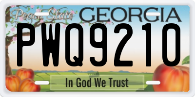 GA license plate PWQ9210