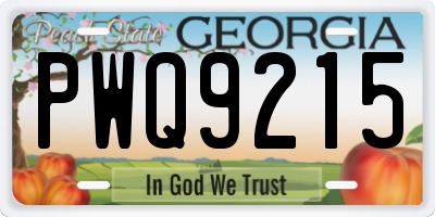 GA license plate PWQ9215
