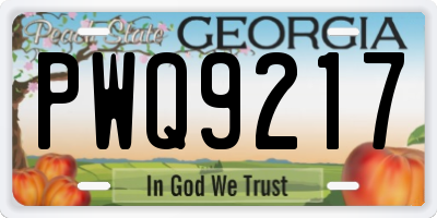 GA license plate PWQ9217