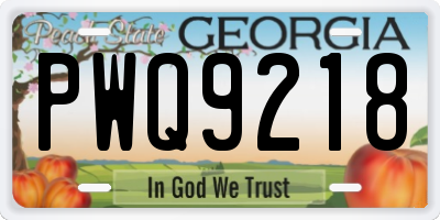 GA license plate PWQ9218