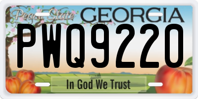 GA license plate PWQ9220