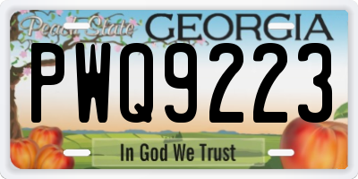 GA license plate PWQ9223