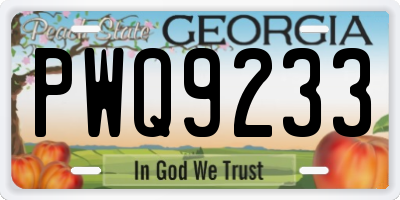 GA license plate PWQ9233