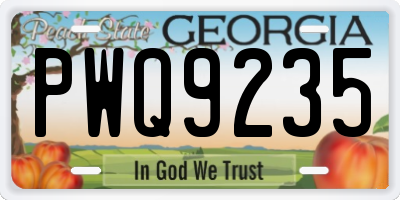 GA license plate PWQ9235