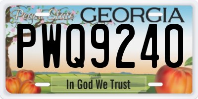 GA license plate PWQ9240