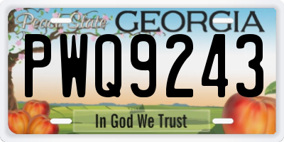 GA license plate PWQ9243