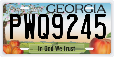 GA license plate PWQ9245
