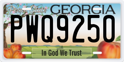GA license plate PWQ9250