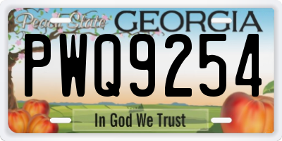 GA license plate PWQ9254