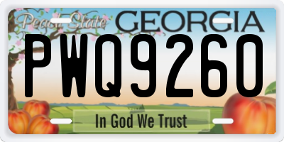 GA license plate PWQ9260