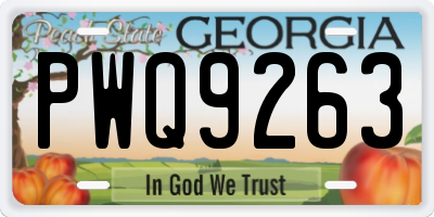 GA license plate PWQ9263