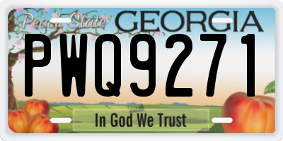 GA license plate PWQ9271