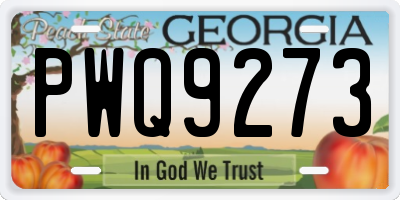 GA license plate PWQ9273