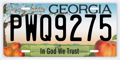 GA license plate PWQ9275