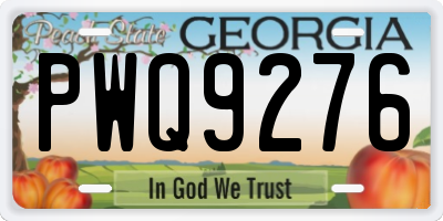 GA license plate PWQ9276