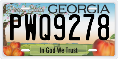 GA license plate PWQ9278