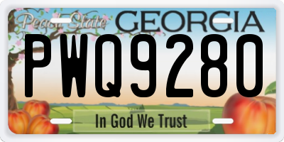 GA license plate PWQ9280