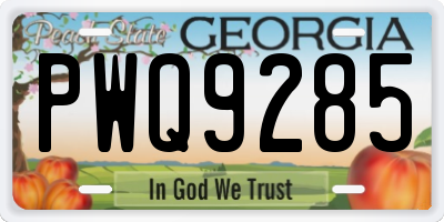 GA license plate PWQ9285
