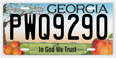GA license plate PWQ9290