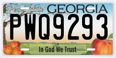 GA license plate PWQ9293