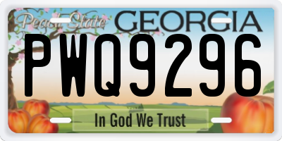 GA license plate PWQ9296