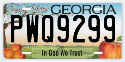 GA license plate PWQ9299