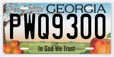 GA license plate PWQ9300