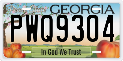 GA license plate PWQ9304