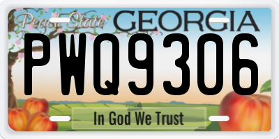 GA license plate PWQ9306